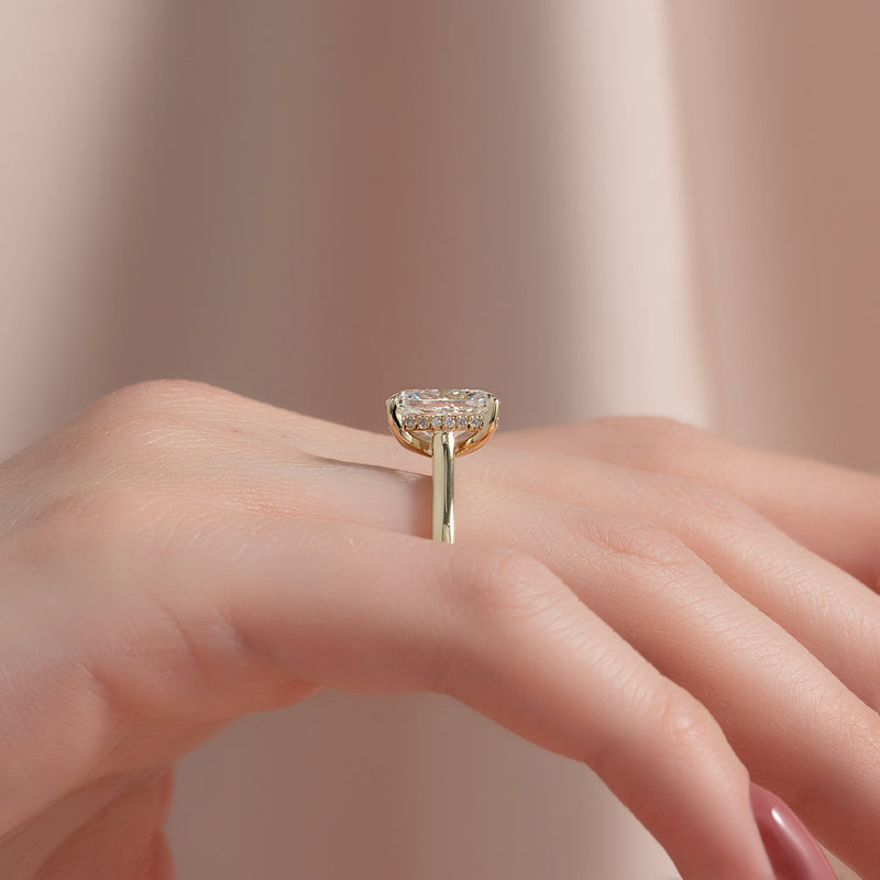 4.0CT Cushion Lab Grown F/VVS1 Diamond Bridge Set Engagement Ring