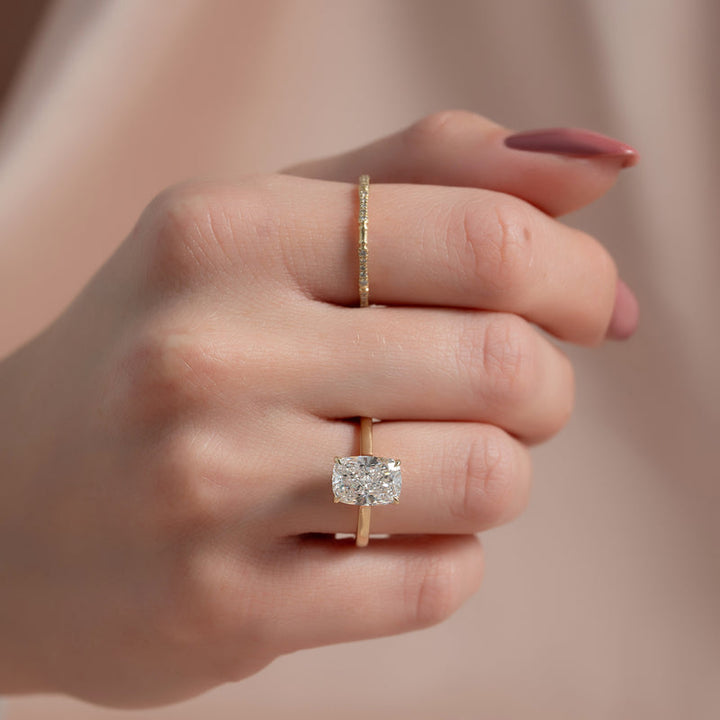 4.0CT Cushion Lab Grown F/VVS1 Diamond Bridge Set Engagement Ring