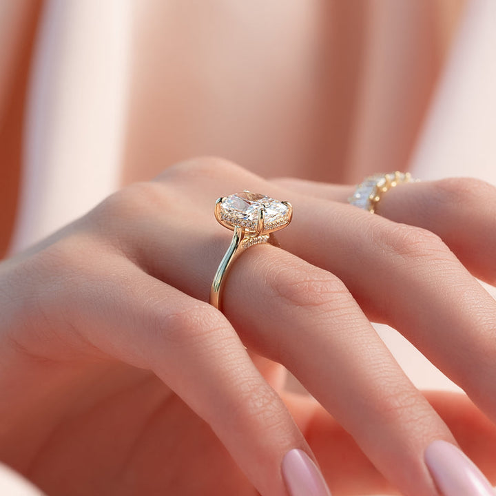 4.0CT Cushion Lab Grown F/VVS1 Diamond Bridge Set Engagement Ring