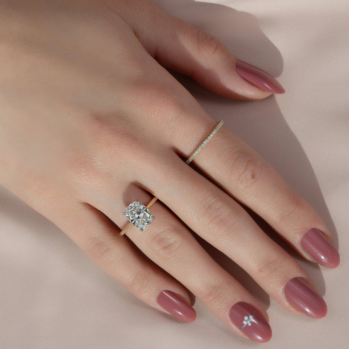 4.0CT Cushion Lab Grown F/VVS1 Diamond Bridge Set Engagement Ring