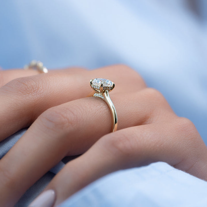 4.0CT Cushion Lab Grown F/VVS1 Diamond Bridge Set Engagement Ring