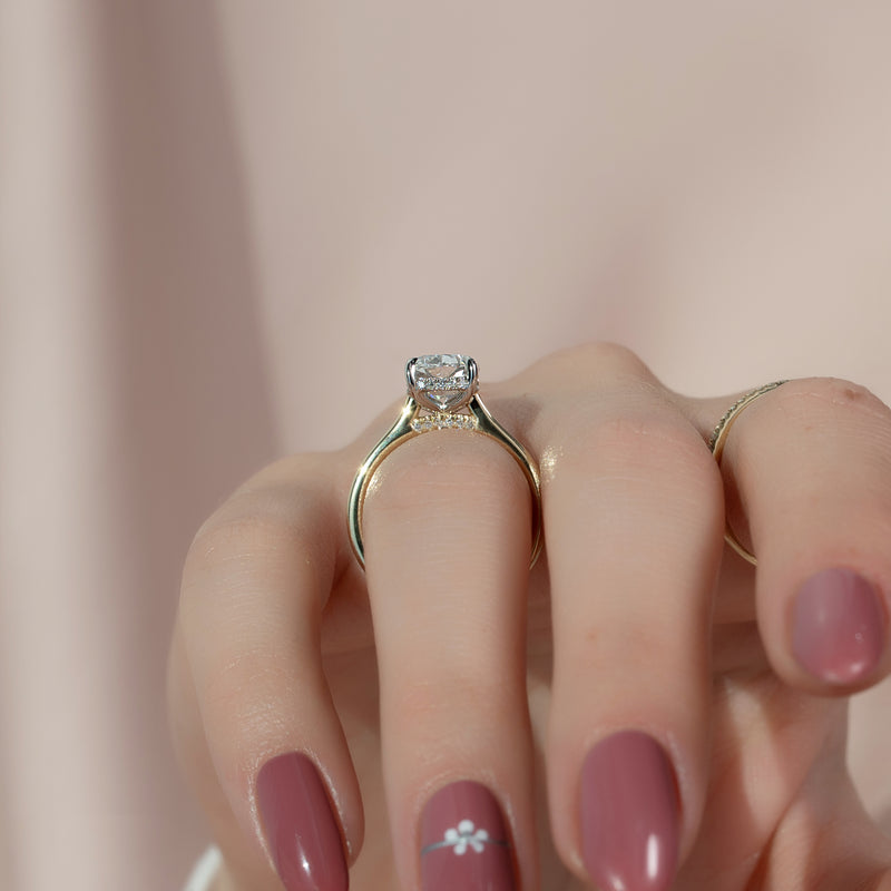 4.0CT Cushion Lab Grown F/VVS1 Diamond Bridge Set Engagement Ring