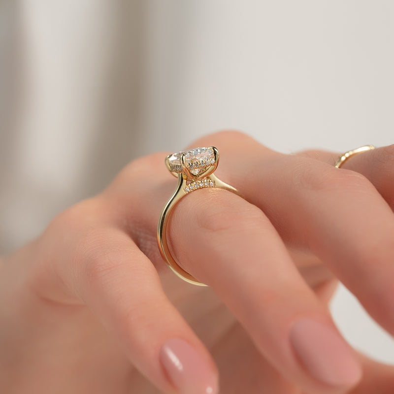 4.0CT Cushion Lab Grown F/VVS1 Diamond Bridge Set Engagement Ring