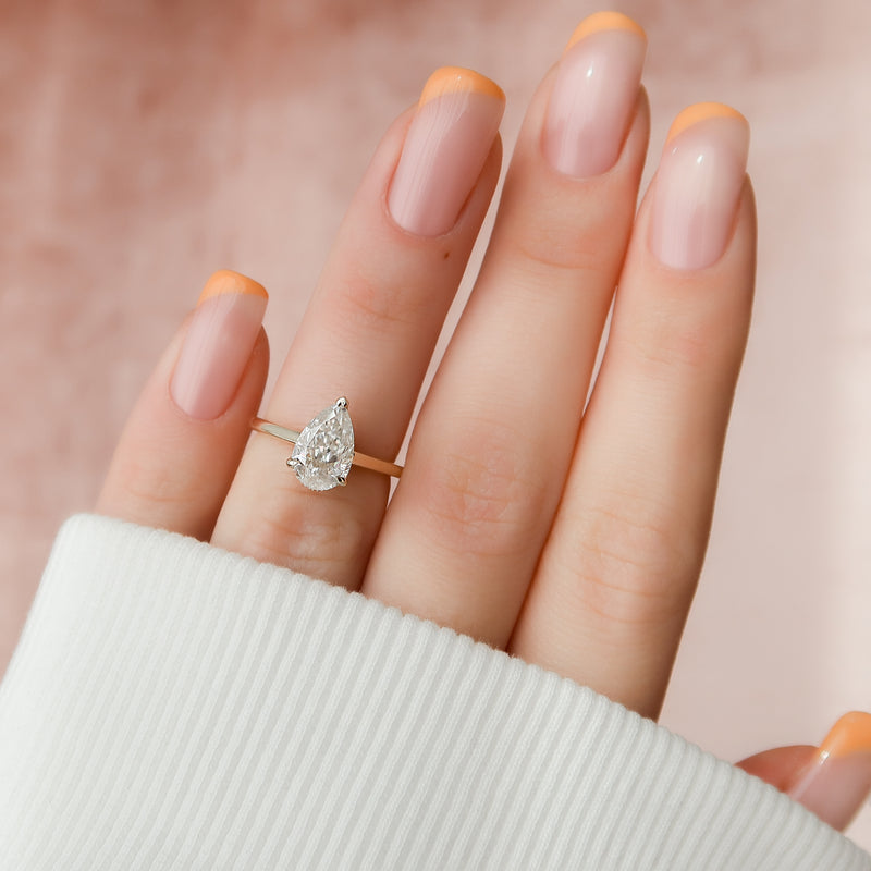 3.0CT Pear Lab Grown F/VVS1 Solitaire Diamond Engagement Ring