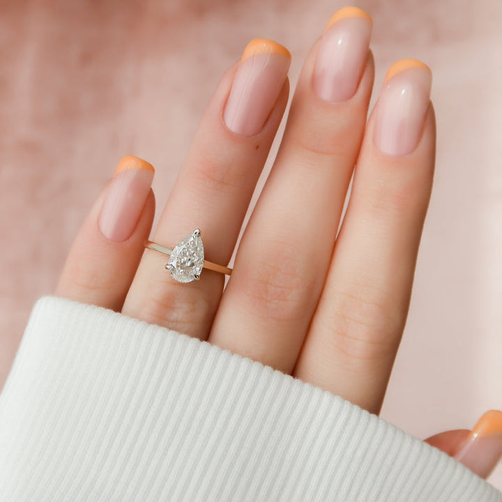3.0CT Pear Lab Grown F/VVS1 Solitaire Diamond Engagement Ring