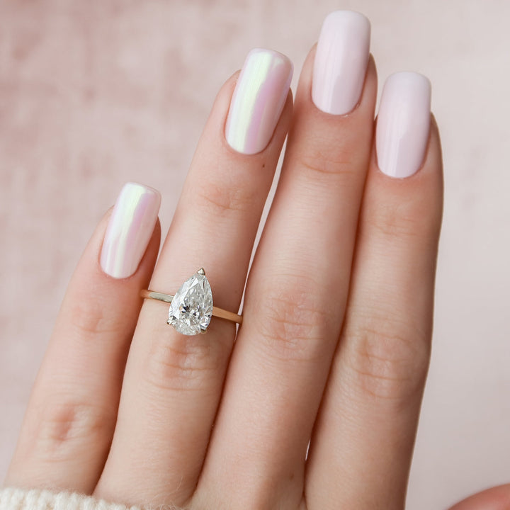 3.0CT Pear Lab Grown F/VVS1 Solitaire Diamond Engagement Ring