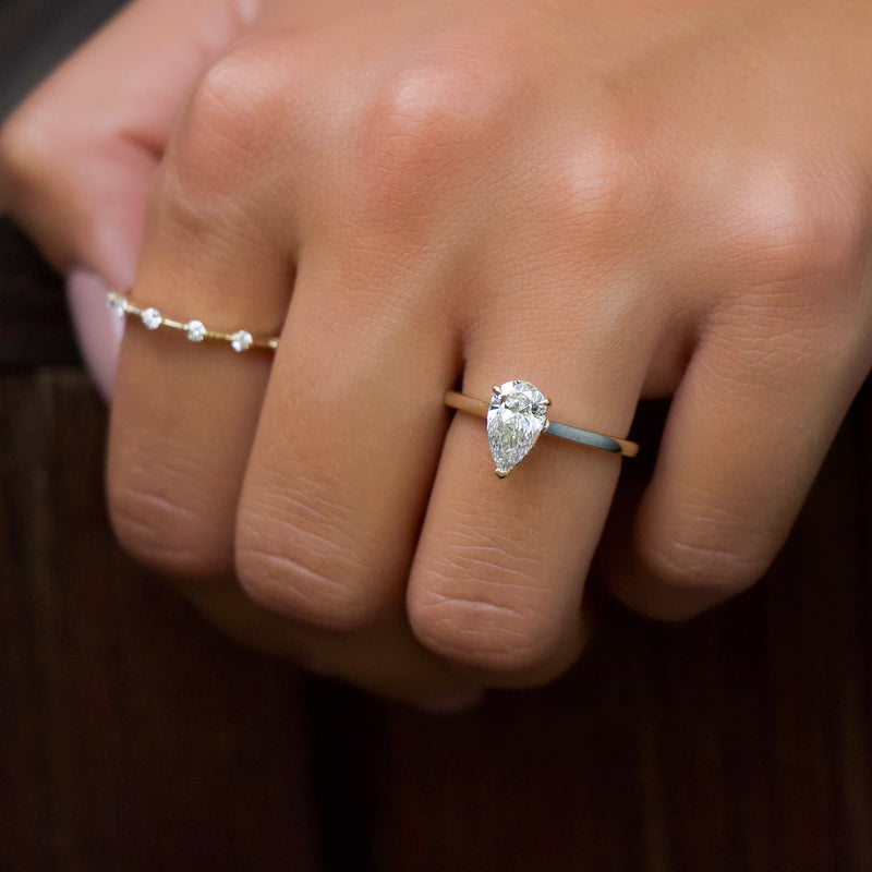 3.0CT Pear Lab Grown F/VVS1 Solitaire Diamond Engagement Ring