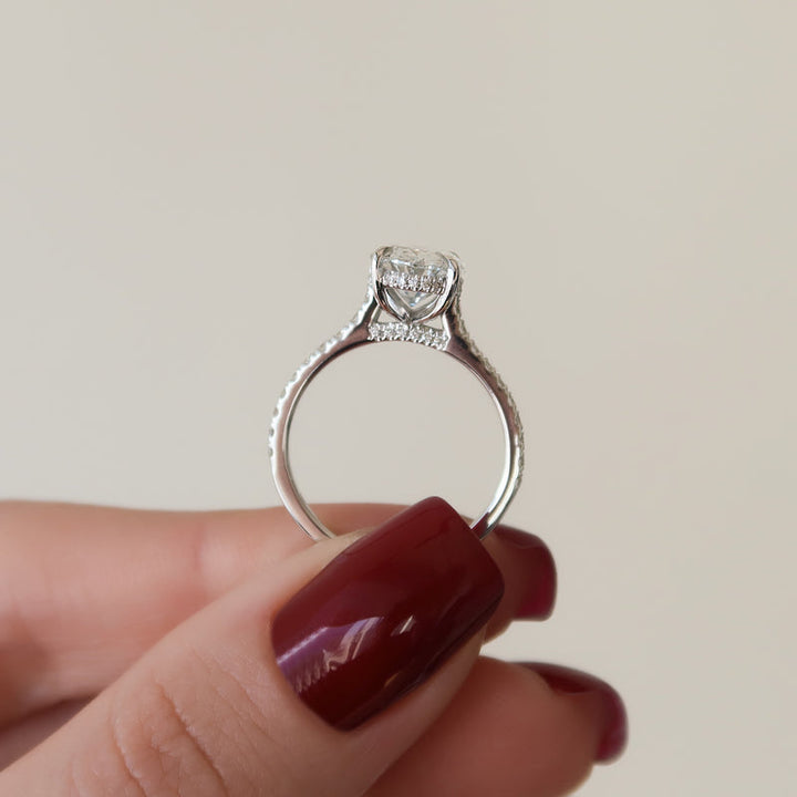 2.0CT Oval Lab Grown E/VS2 Diamond Hidden Halo Engagement Ring