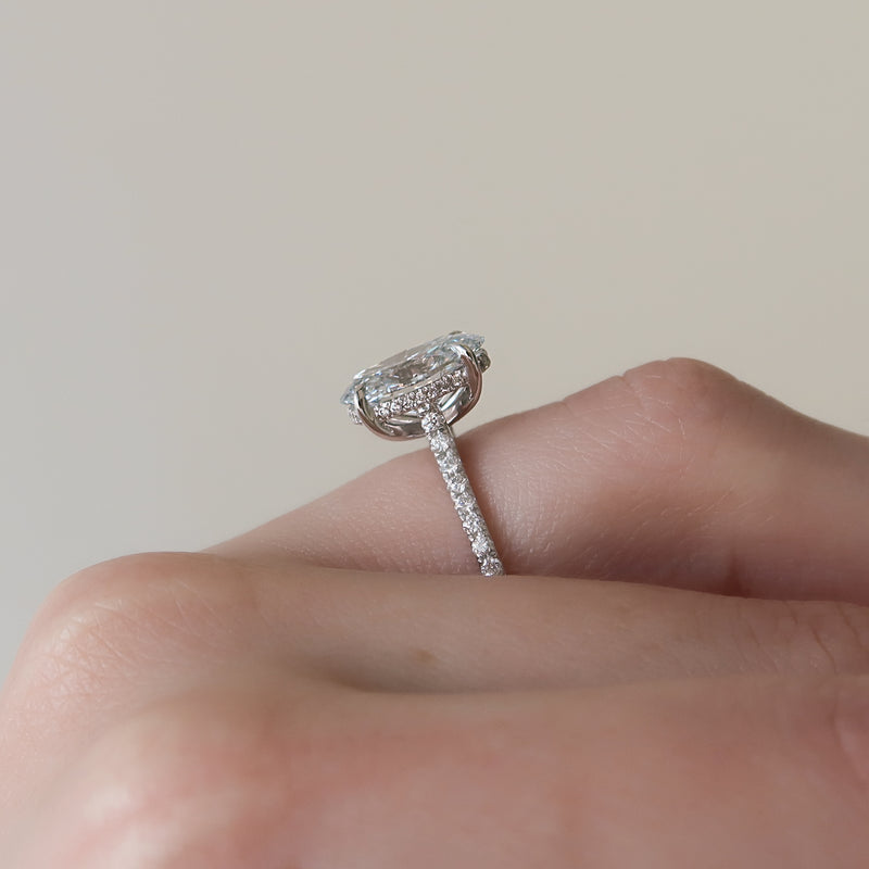 2.0CT Oval Lab Grown E/VS2 Diamond Hidden Halo Engagement Ring