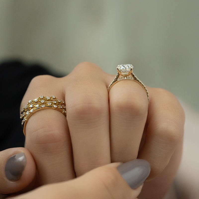 2.0CT Oval Lab Grown E/VS2 Diamond Hidden Halo Engagement Ring