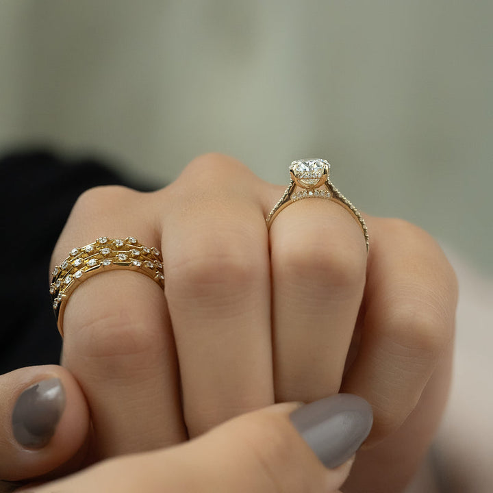 2.0CT Oval Lab Grown E/VS2 Diamond Hidden Halo Engagement Ring