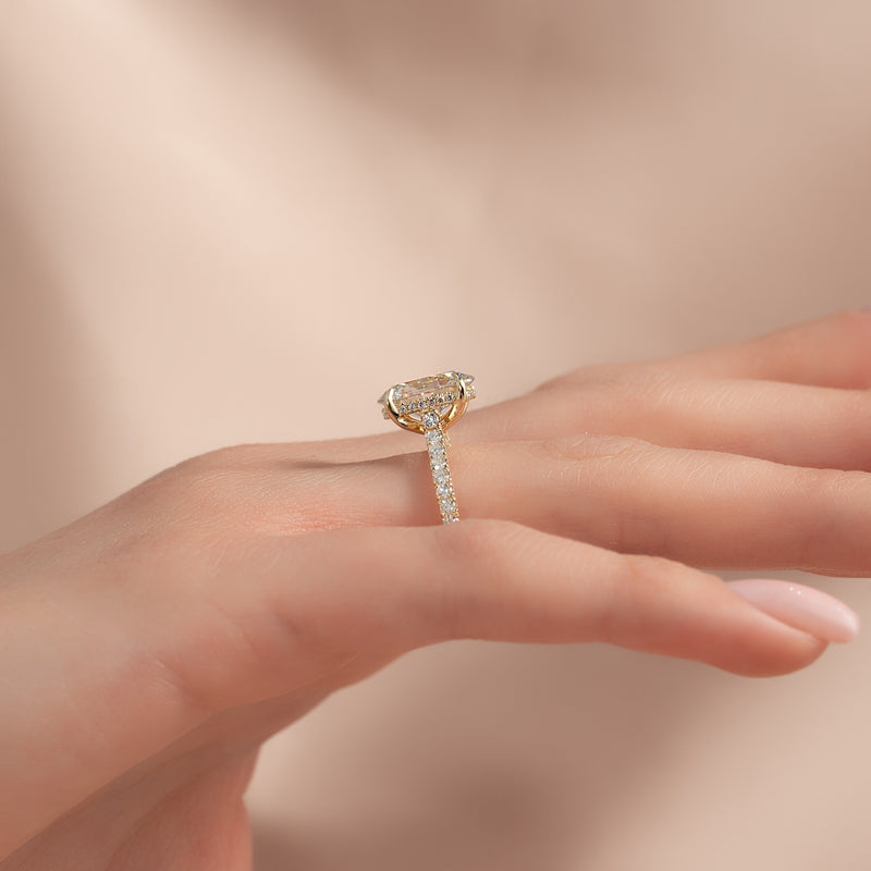 2.0CT Oval Lab Grown E/VS2 Diamond Hidden Halo Engagement Ring
