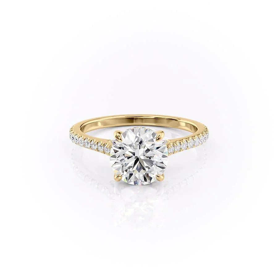 1.50CT Round Lab Grown F/VS1 Diamond Hidden Halo Bridge Engagement Ring
