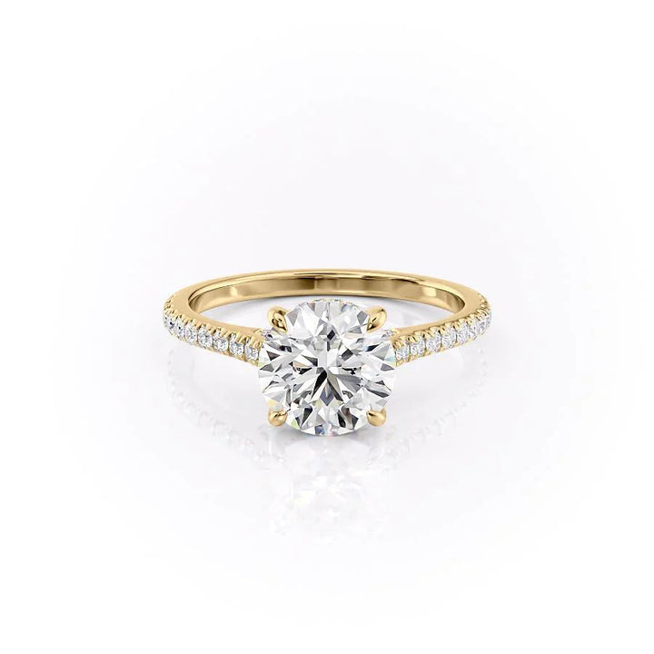 1.50CT Round Lab Grown F/VS1 Diamond Hidden Halo Bridge Engagement Ring