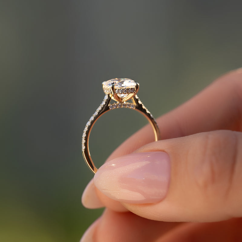 1.50CT Round Lab Grown F/VS1 Diamond Hidden Halo Bridge Engagement Ring