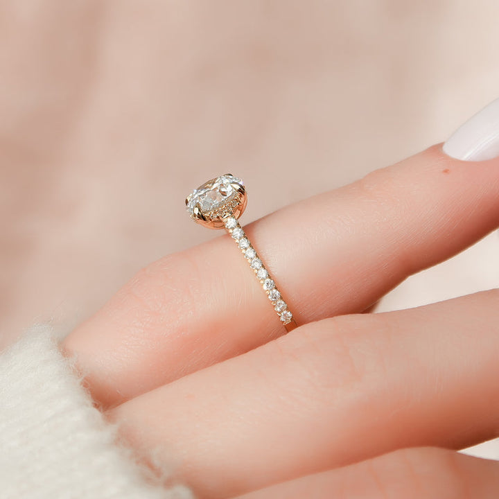 1.50CT Round Lab Grown F/VS1 Diamond Hidden Halo Bridge Engagement Ring