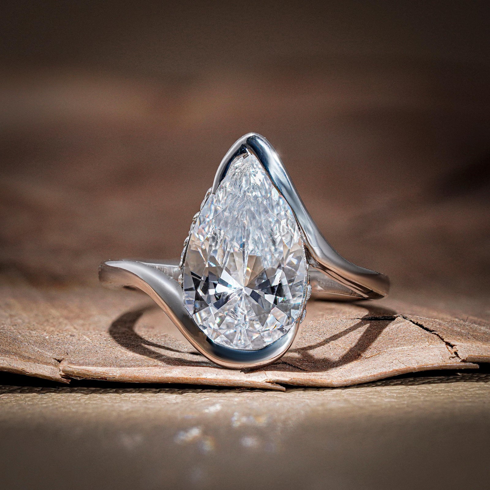 2 carat diamond ring, pear cut diamond, lab grown diamond ring, bypass engagement ring, pear shaped diamond, lab created diamond, ethical engagement ring,