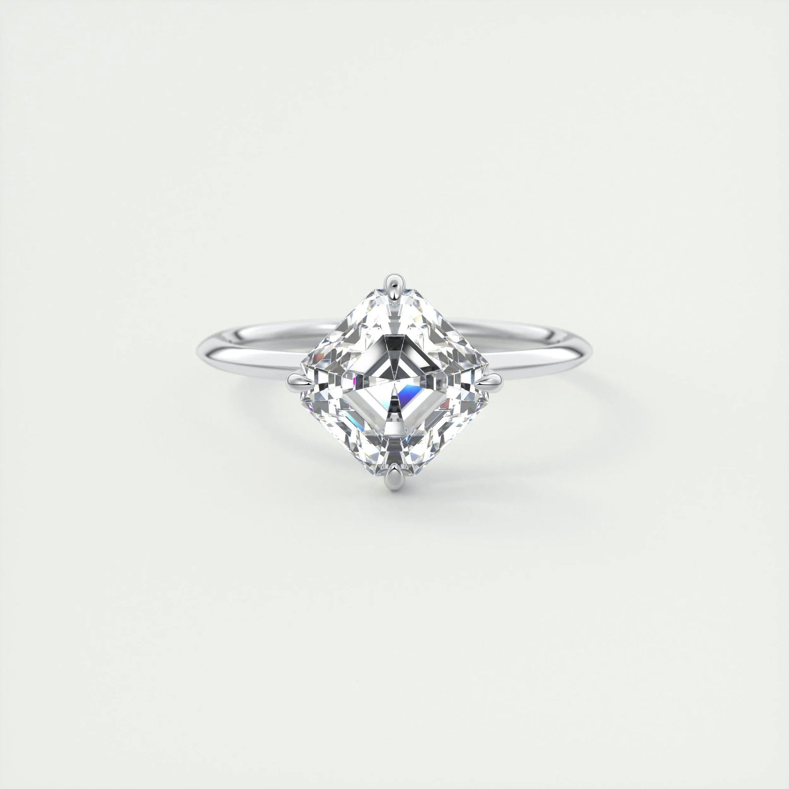 2ct Asscher F- VS1 Lag Grown Diamond Solitaire Engagement Ring