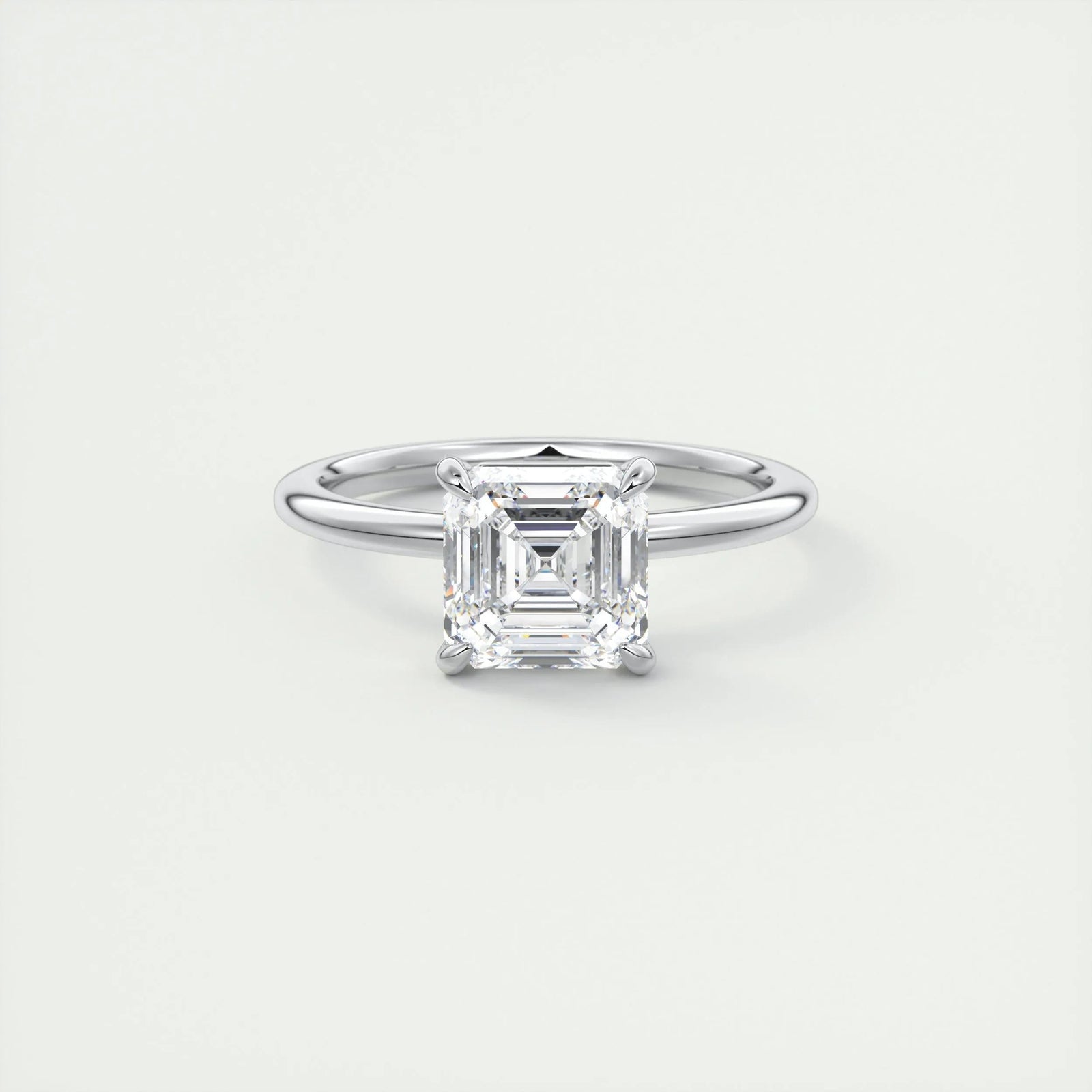 2ct Asscher F- VS1 Lag Grown Diamond Solitaire Engagement Ring