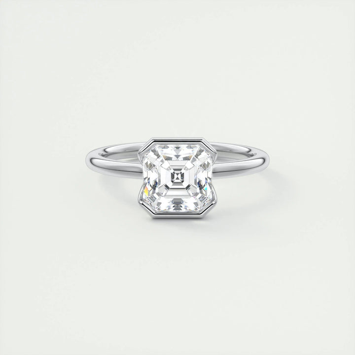 2ct Asscher Shaped F- VS1 Lab Grown Diamond Solitaire Engagement Ring