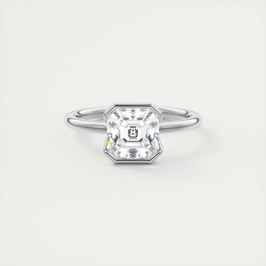 2ct Asscher Shaped F- VS1 Lab Grown Diamond Solitaire Engagement Ring