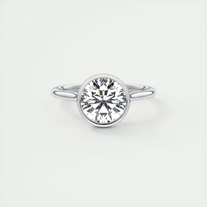 2ct Bezel Set Round F- VS1 Diamond Solitaire Lab Grown Engagement Ring