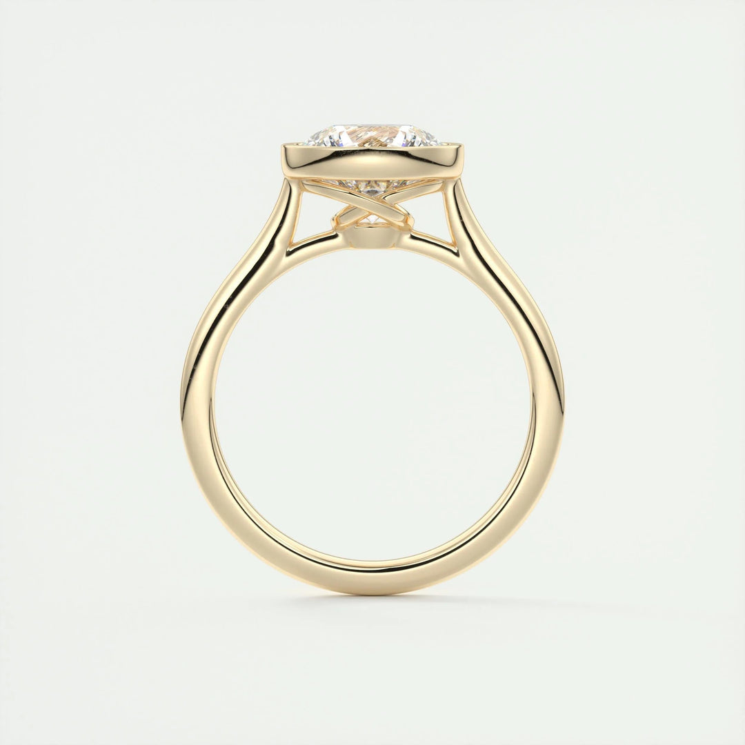 2ct Bezel Set Round F- VS1 Diamond Solitaire Lab Grown Engagement Ring