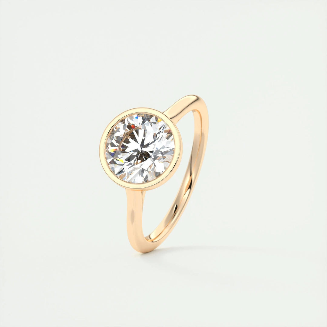 2ct Bezel Set Round F- VS1 Diamond Solitaire Lab Grown Engagement Ring