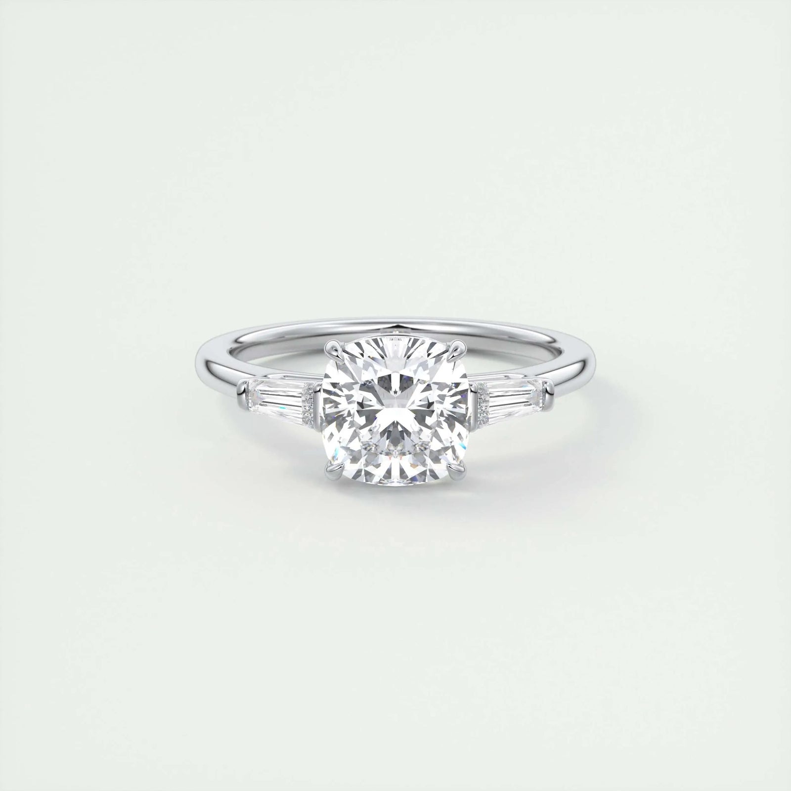 2ct Cushion F- VS1 Lab Grown Diamond Three Stones Engagement Ring