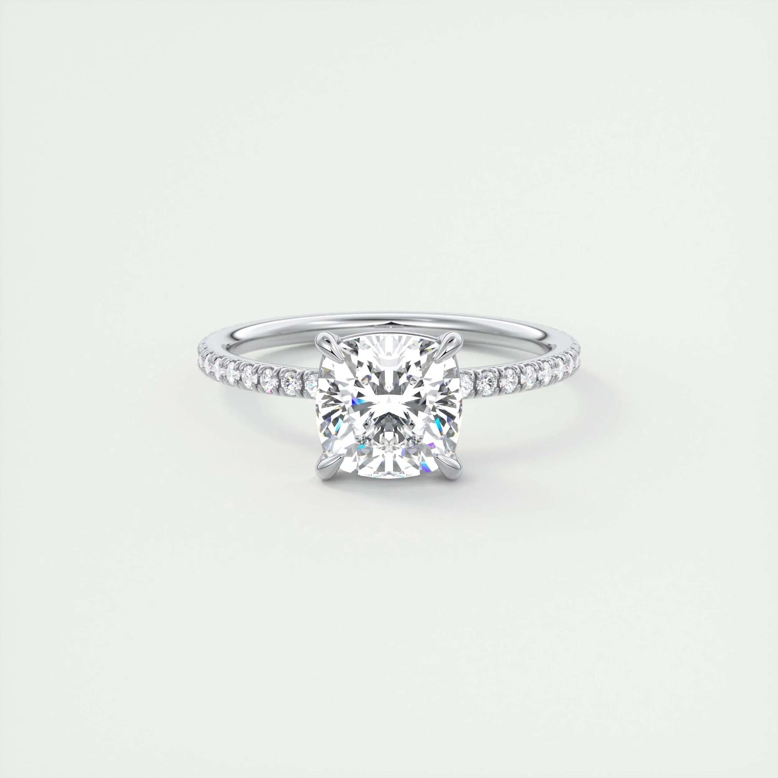 2ct Cushion F- VS1 Lag Grown Diamond Pave Engagement Ring