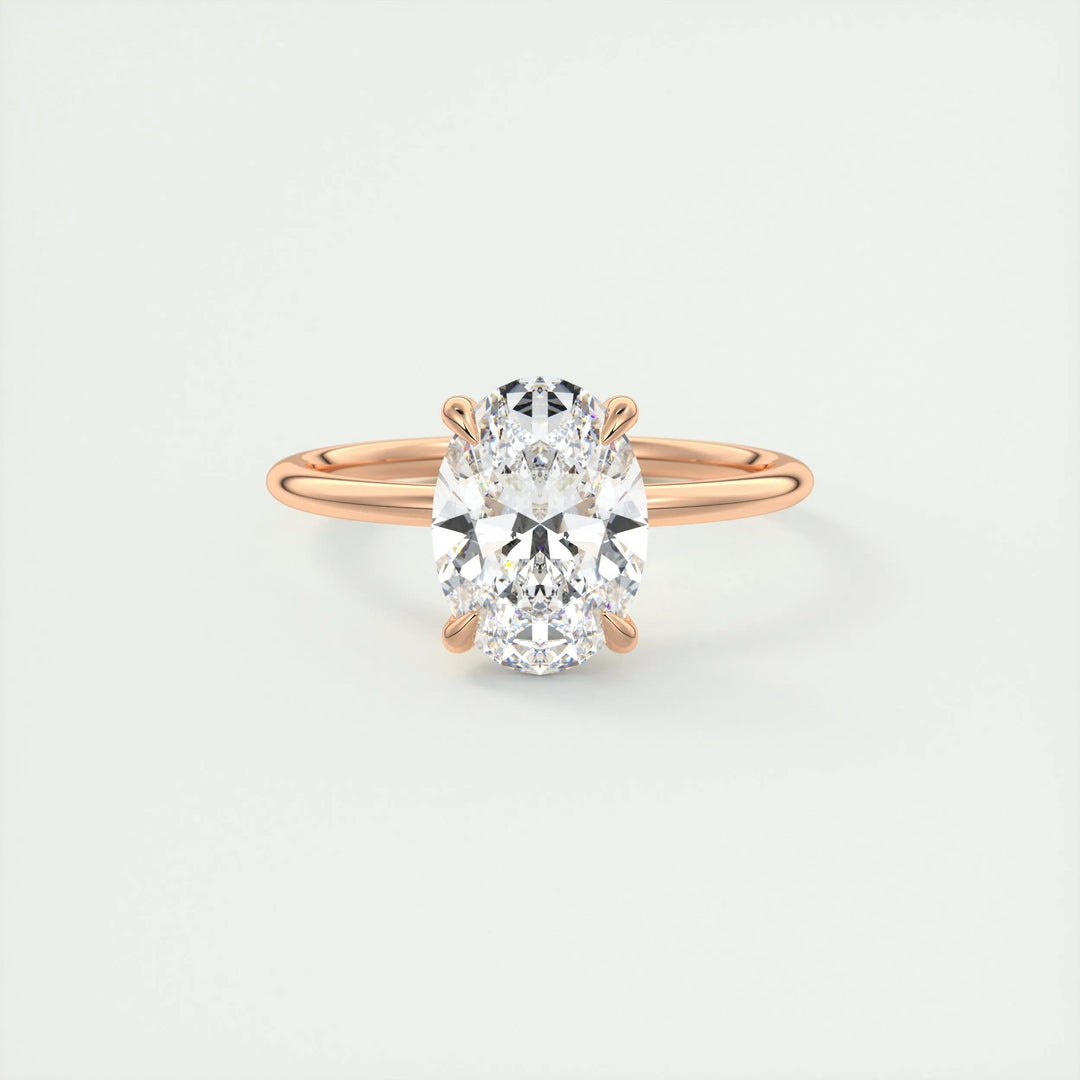 2ct Oval F- VS1 Lab Grown Diamond Hidden Halo Engagement Ring