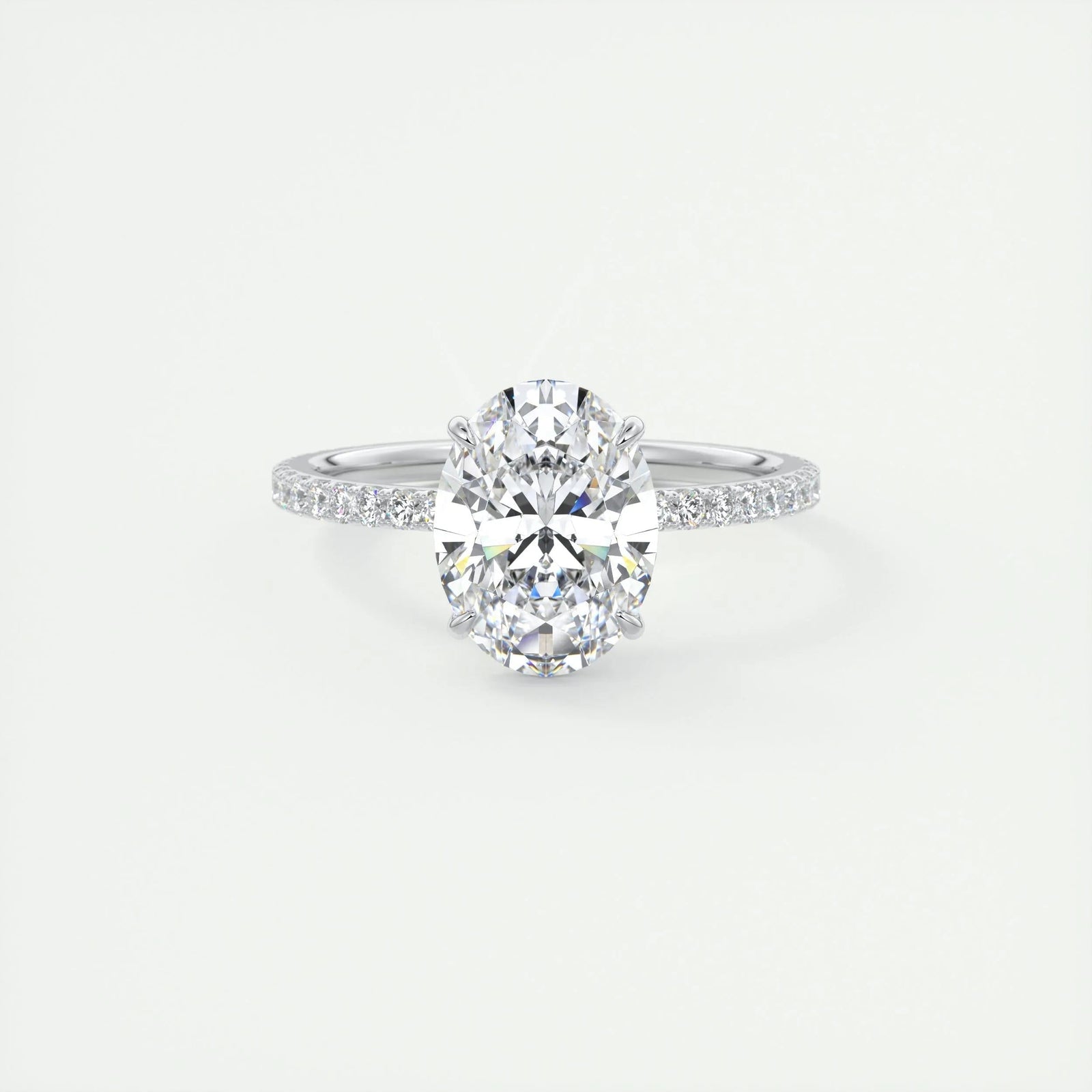 2ct Oval F- VS1 Lag Grown Diamond Pave Engagement Ring