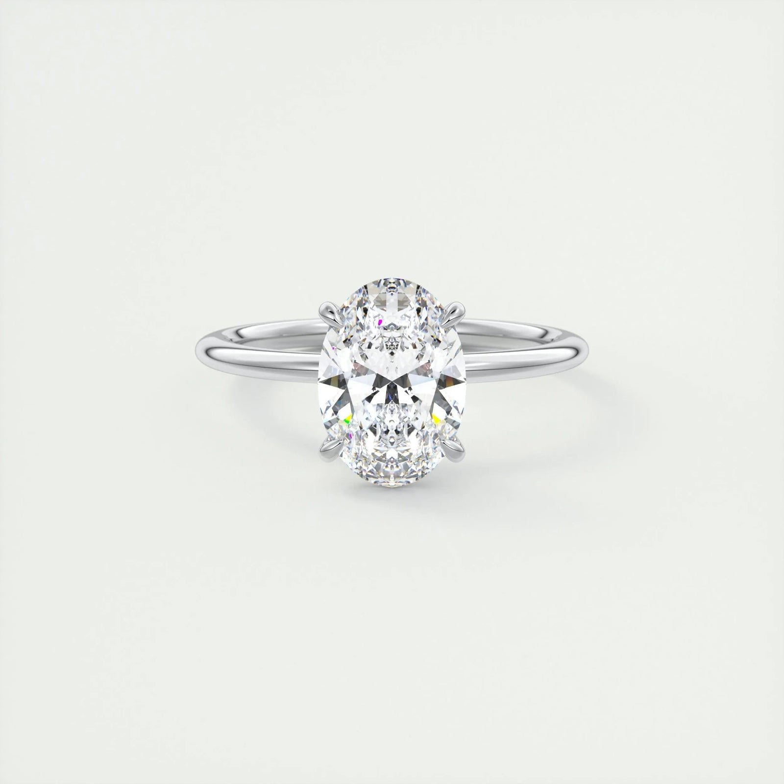 2ct Oval F- VS1 Lag Grown Diamond Solitaire Engagement Ring