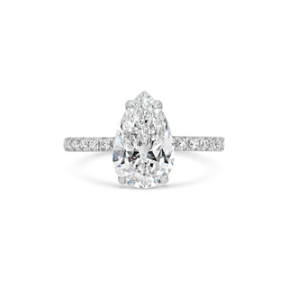 2ct Pear F- VS1 Lab Grown Diamond Pave Engagement Ring