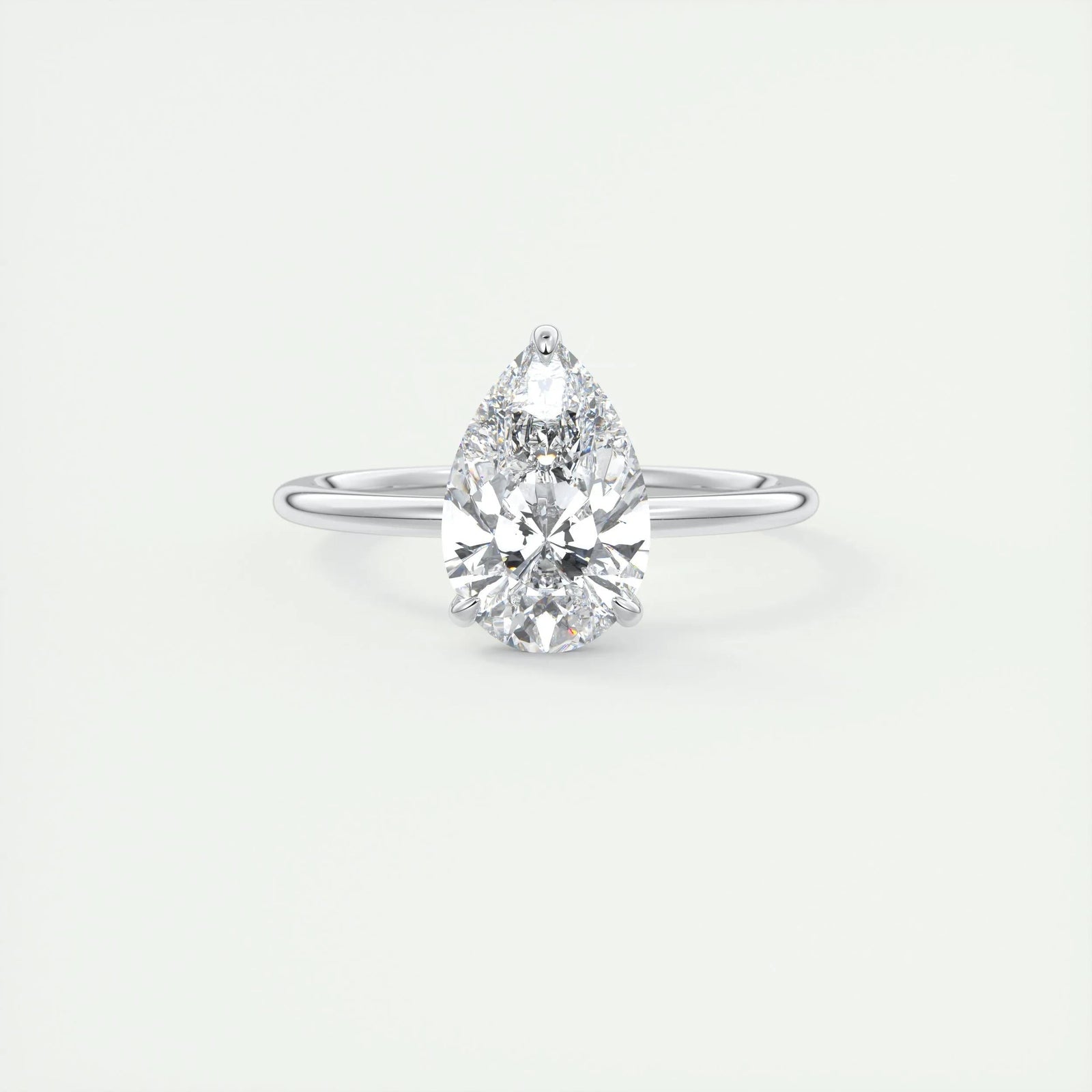 2ct Pear F- VS1 Lag Grown Diamond Solitaire Engagement Ring