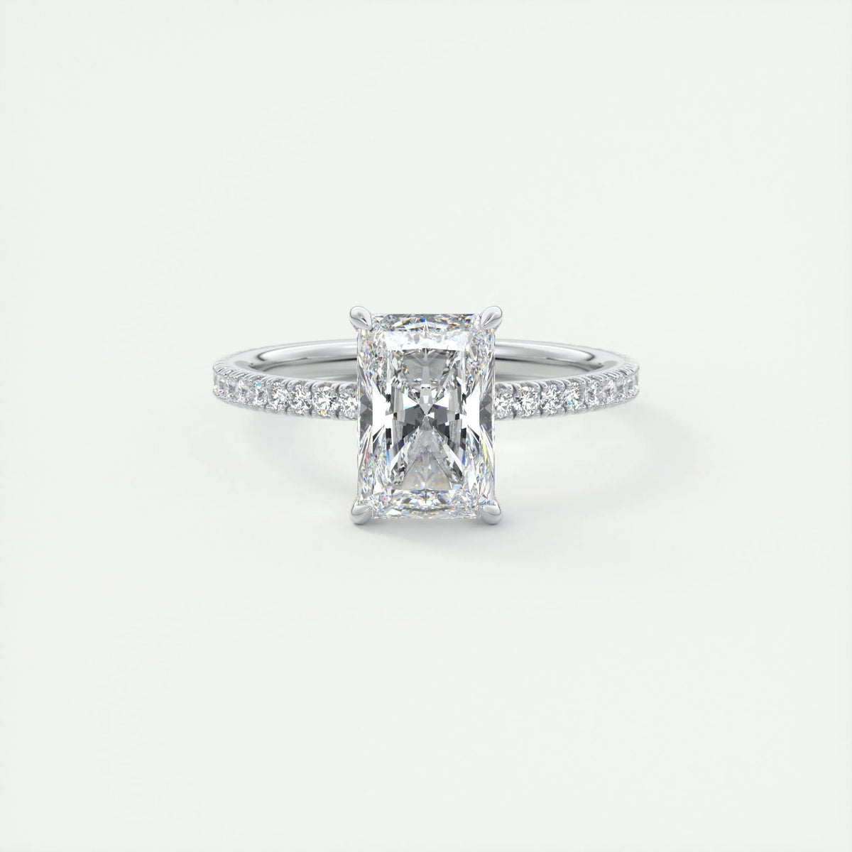 2ct Radiant F- VS1 Lag Grown Diamond Pave Engagement Ring