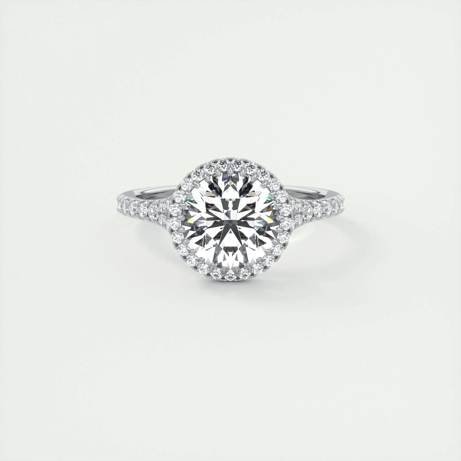 2ct Round Cut Halo F- VS1 Lab Grown Diamond Engagement Ring