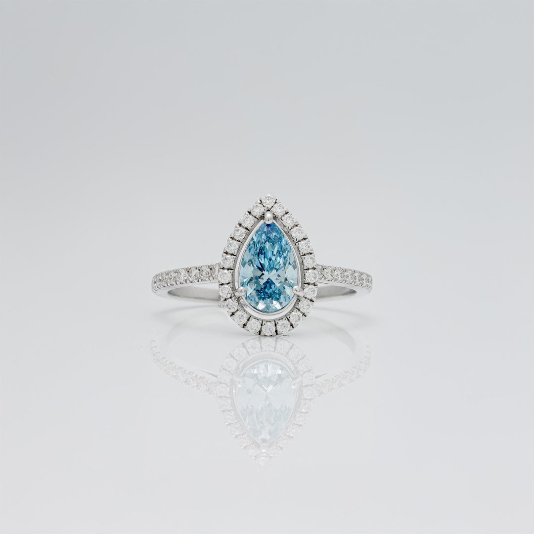Fancy Blue Pear Cut Engagement RingLab Grown Blue Diamond Pear Shape2.00ct Fancy Vivid Blue DiamondBlue Pear Diamond Solitaire 2 CaratAnniversary Gift Blue Diamond Ring