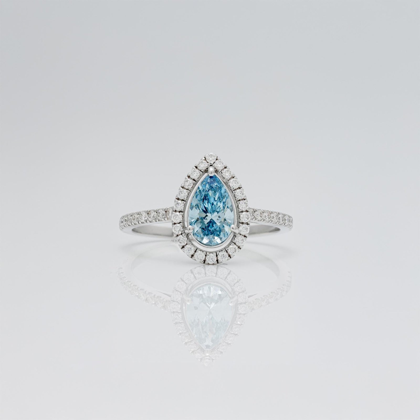 Fancy Blue Pear Cut Engagement RingLab Grown Blue Diamond Pear Shape2.00ct Fancy Vivid Blue DiamondBlue Pear Diamond Solitaire 2 CaratAnniversary Gift Blue Diamond Ring