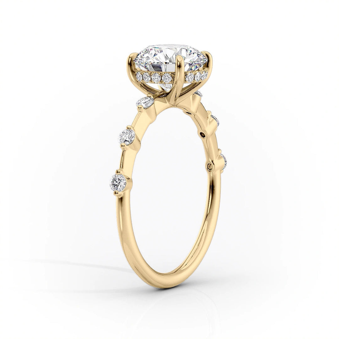 3.0CT Round Lab Grown E/VS1 Diamond Distance Pave Engagement Ring