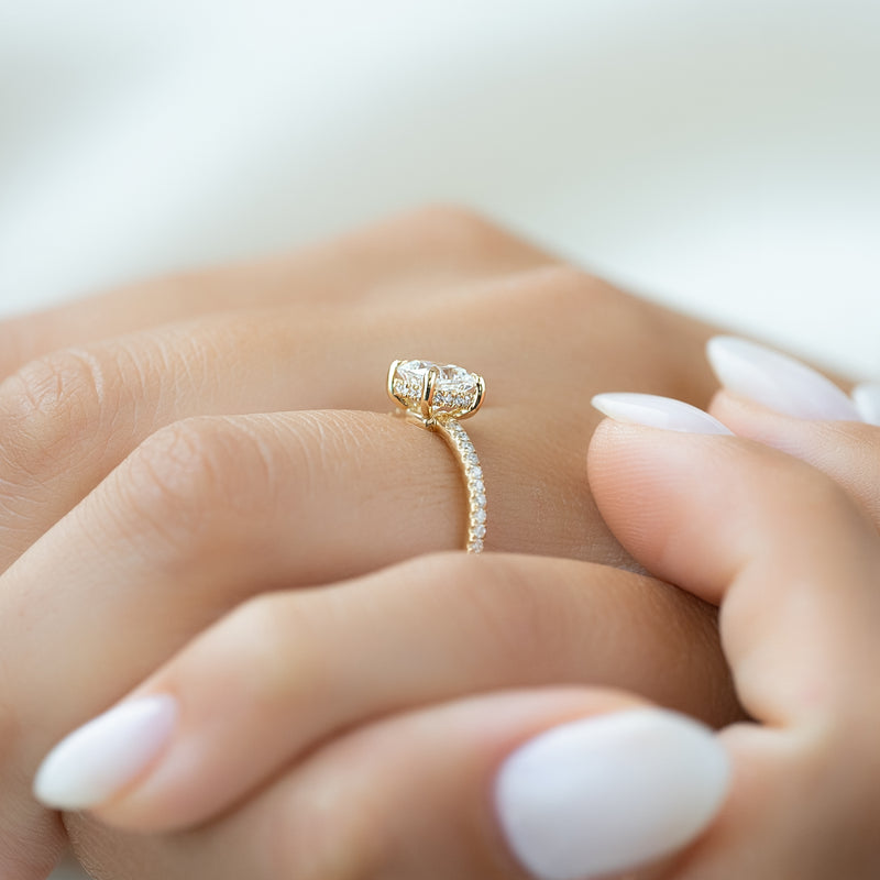 1.0CT Cushion Lab Grown F/VVS2 Diamond Hidden Halo Engagement Ring