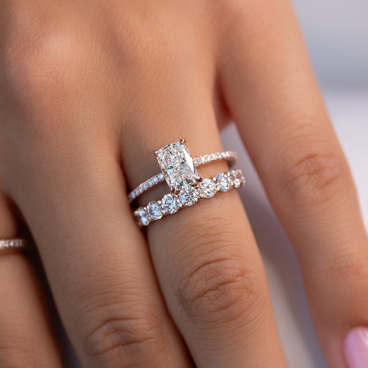 3.0CT Cushion Lab Grown E/VS2 Hidden Halo Diamond Engagement Ring