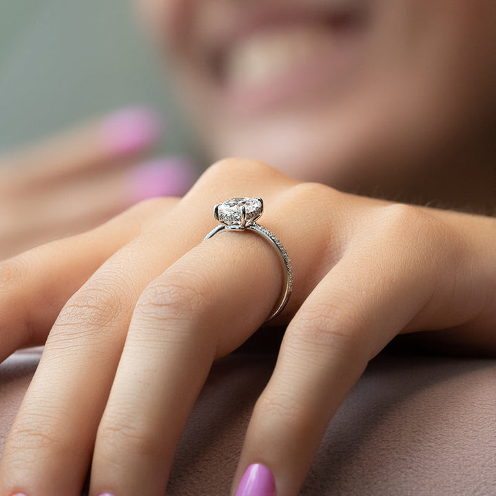 3.0CT Cushion Lab Grown E/VS2 Hidden Halo Diamond Engagement Ring