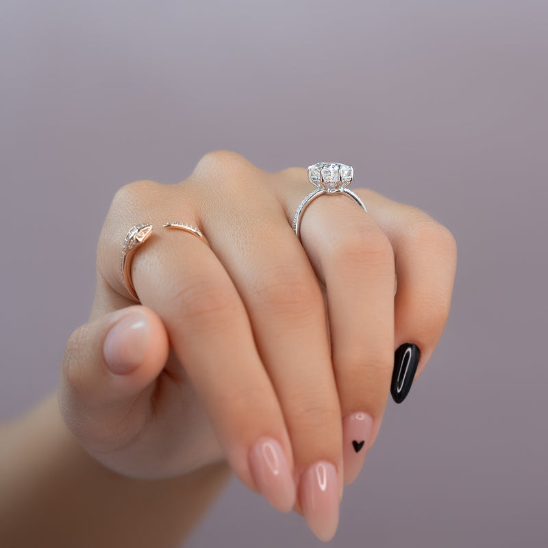 3.0CT Cushion Lab Grown E/VS2 Hidden Halo Diamond Engagement Ring