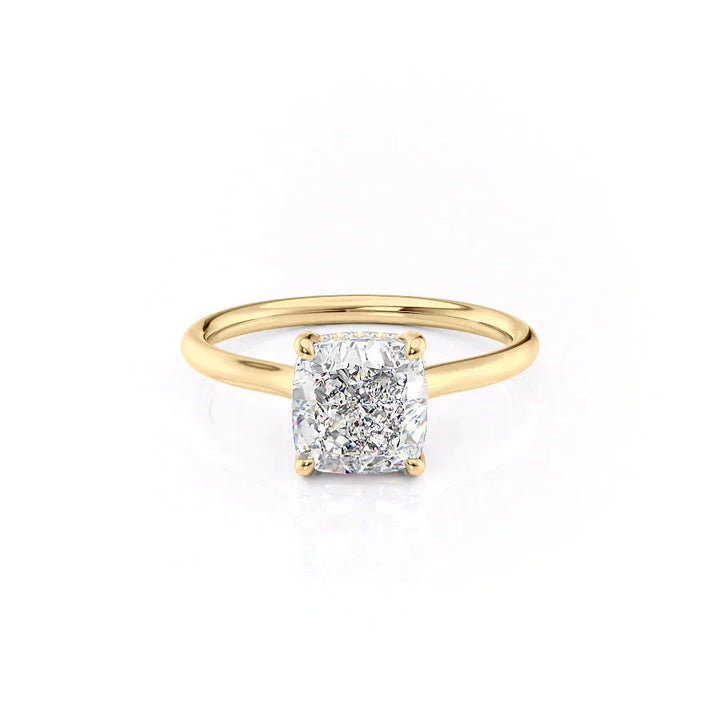 3.0CT Cushion Lab Grown E/VS2 Hidden Halo Diamond Cathedral Engagement Ring