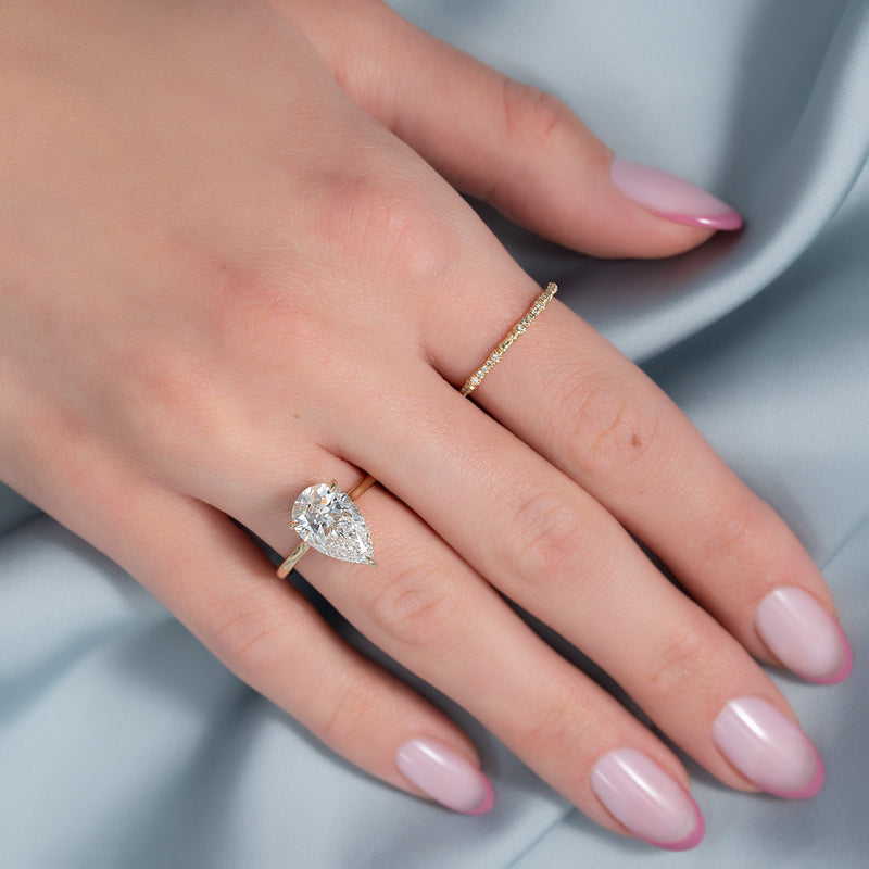 3.50CT Pear Lab Grown Hidden Halo E/VS2 Diamond Engagement Ring