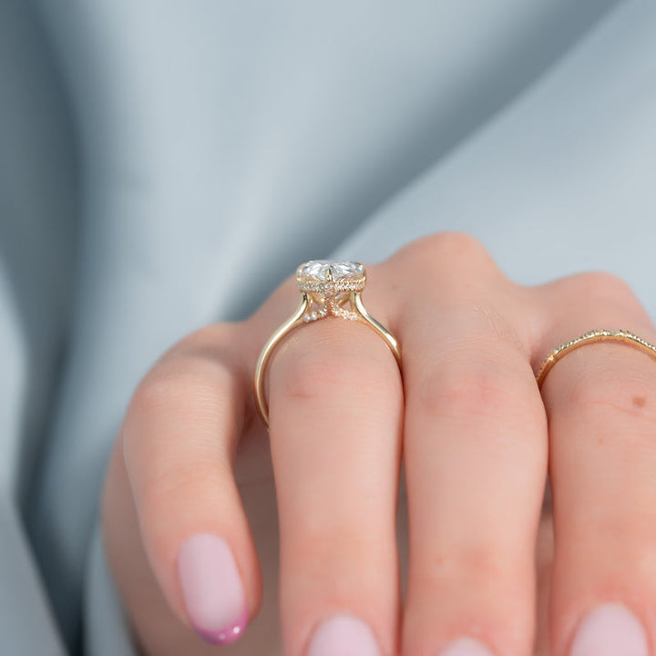 3.50CT Pear Lab Grown Hidden Halo E/VS2 Diamond Engagement Ring