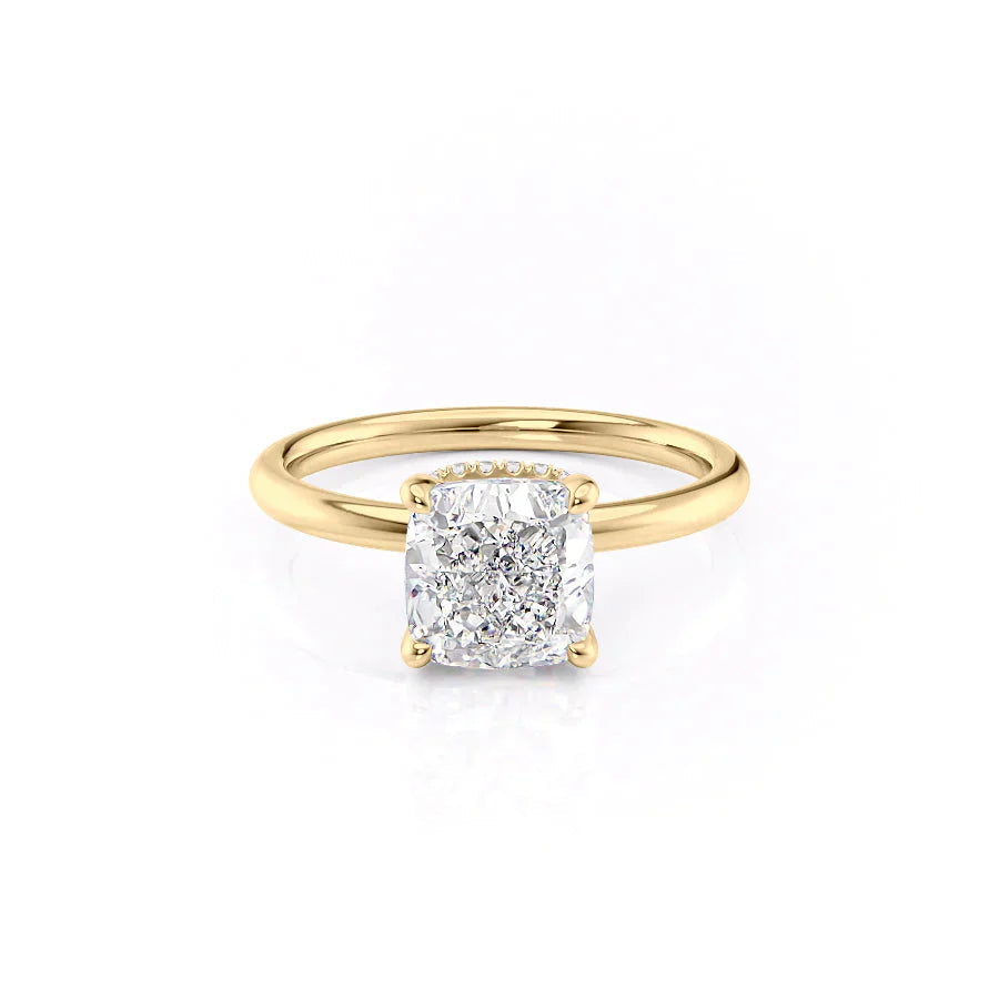 2.0CT Cushion Lab Grown D/VVS1 Hidden Halo Diamond Engagement Ring