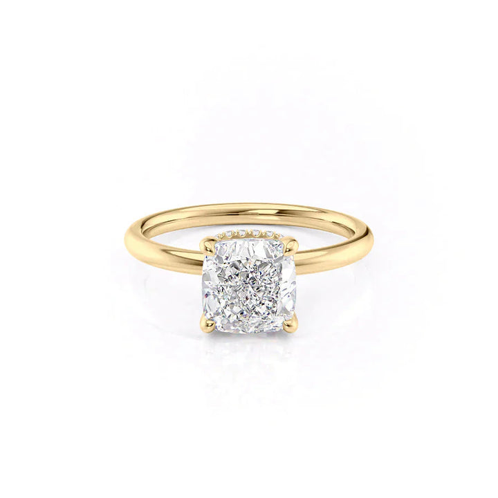 2.0CT Cushion Lab Grown D/VVS1 Hidden Halo Diamond Engagement Ring