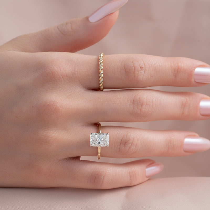3.50CT Elongated Cushion Lab Grown F/VS1 Hidden Halo Diamond Engagement Ring